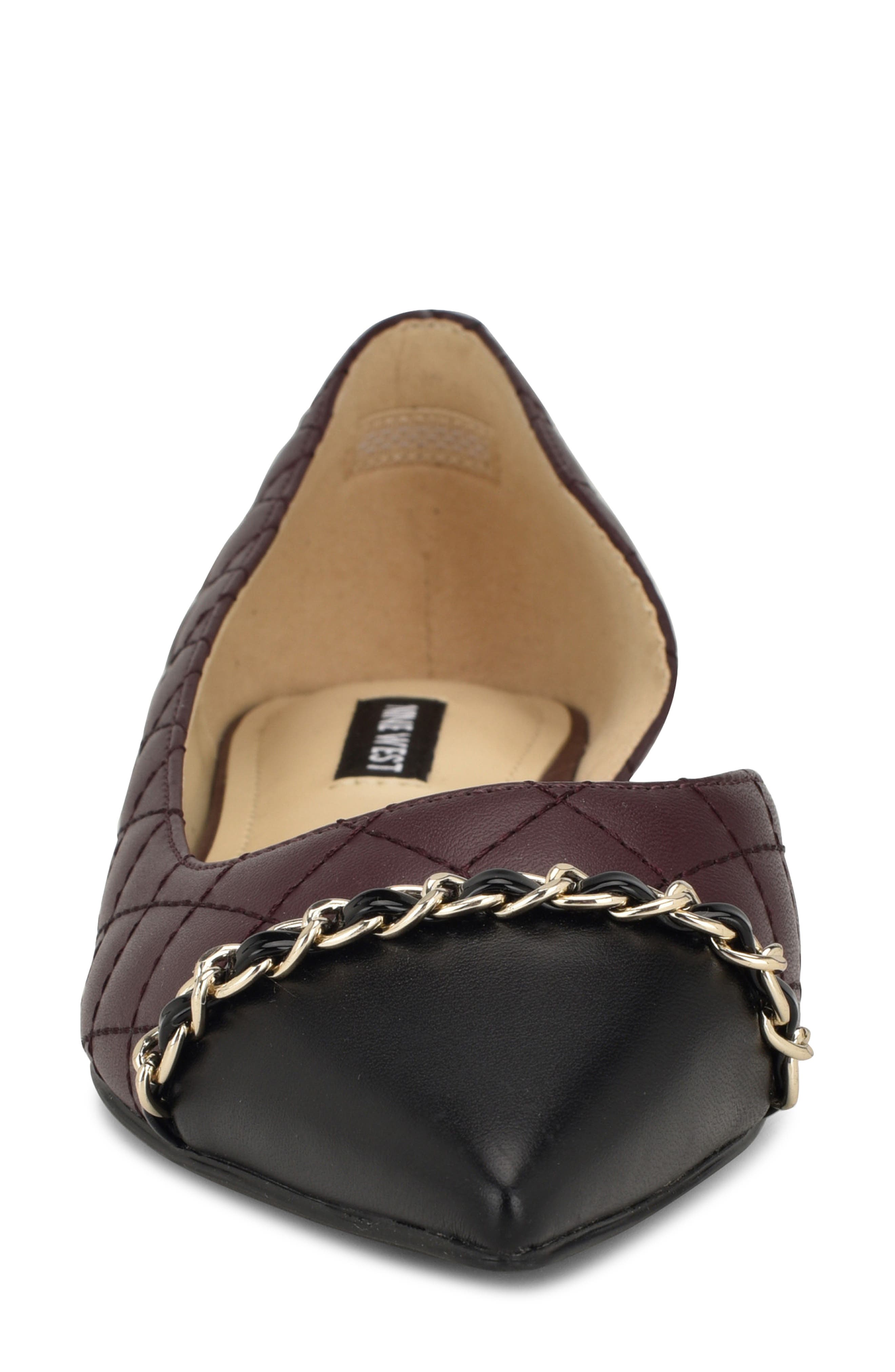 Nine West Breza Half d'Orsay Pointed Cap Toe Flat, Alternate, color, Dre01