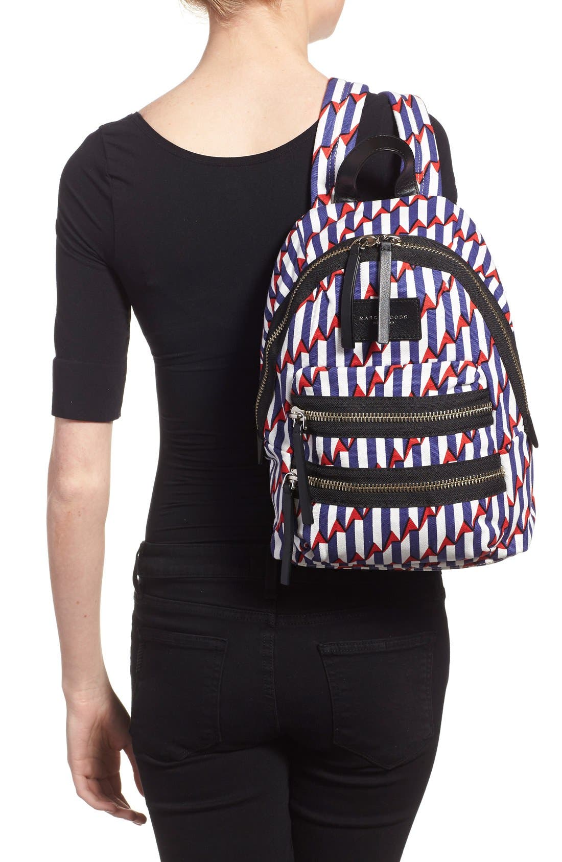 Marc Jacobs 'Arrow Head - Mini Biker' Canvas Backpack, Alternate, color, 