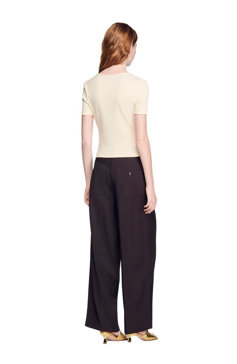 SANDRO Jewelled cropped cotton T-shirt, Alternate, color, Ecru