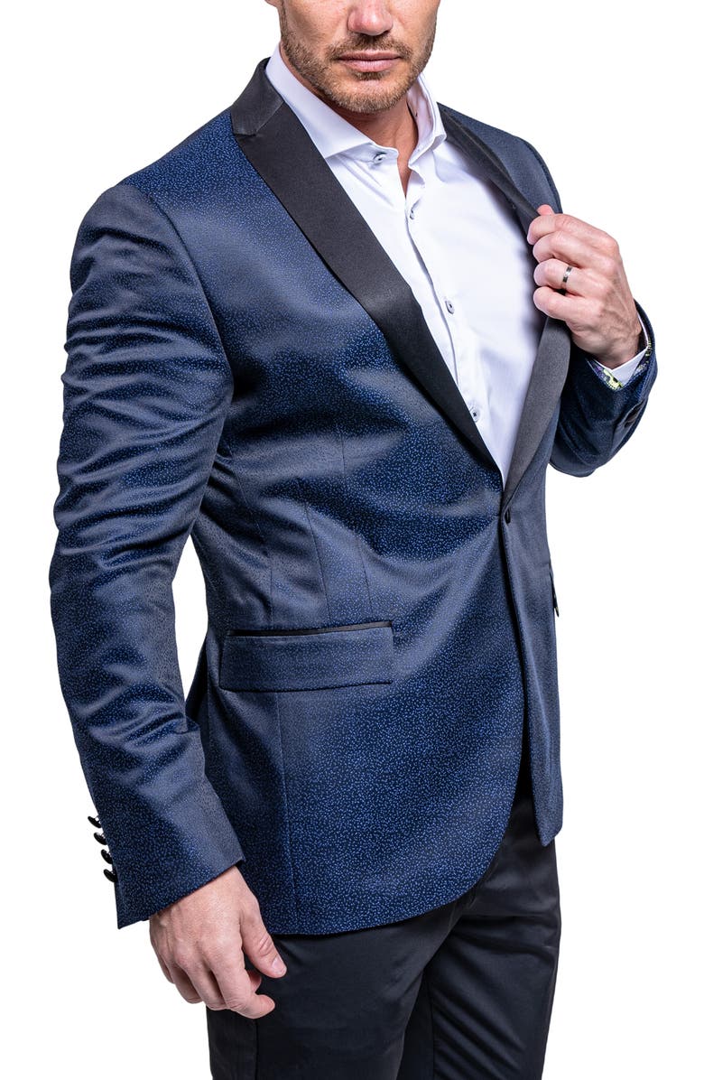 Maceoo Tesla Ascension2166 Blue Satin Jacquard Dinner Jacket, Alternate, color, Blue