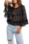 Carly Embroidered Ruffle Cape Top