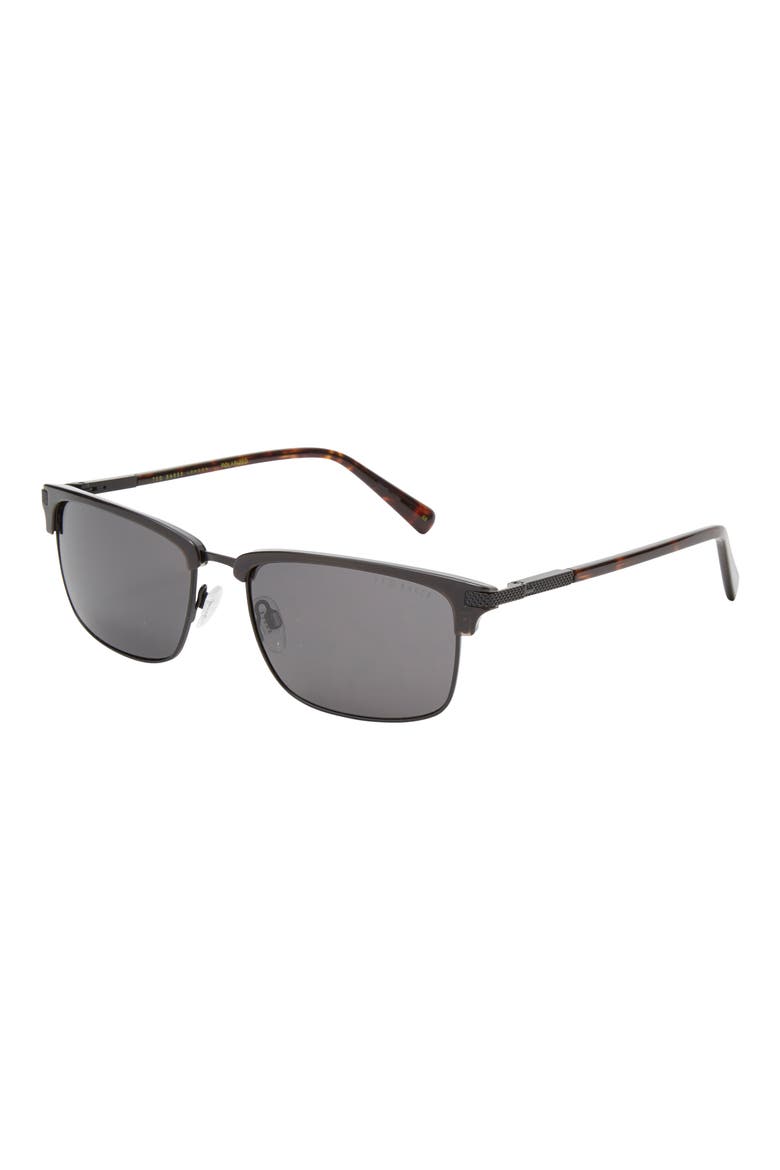 Clubmaster 57mm Full Rim Polarized Sunglasses, Alternate, color, BLACK
