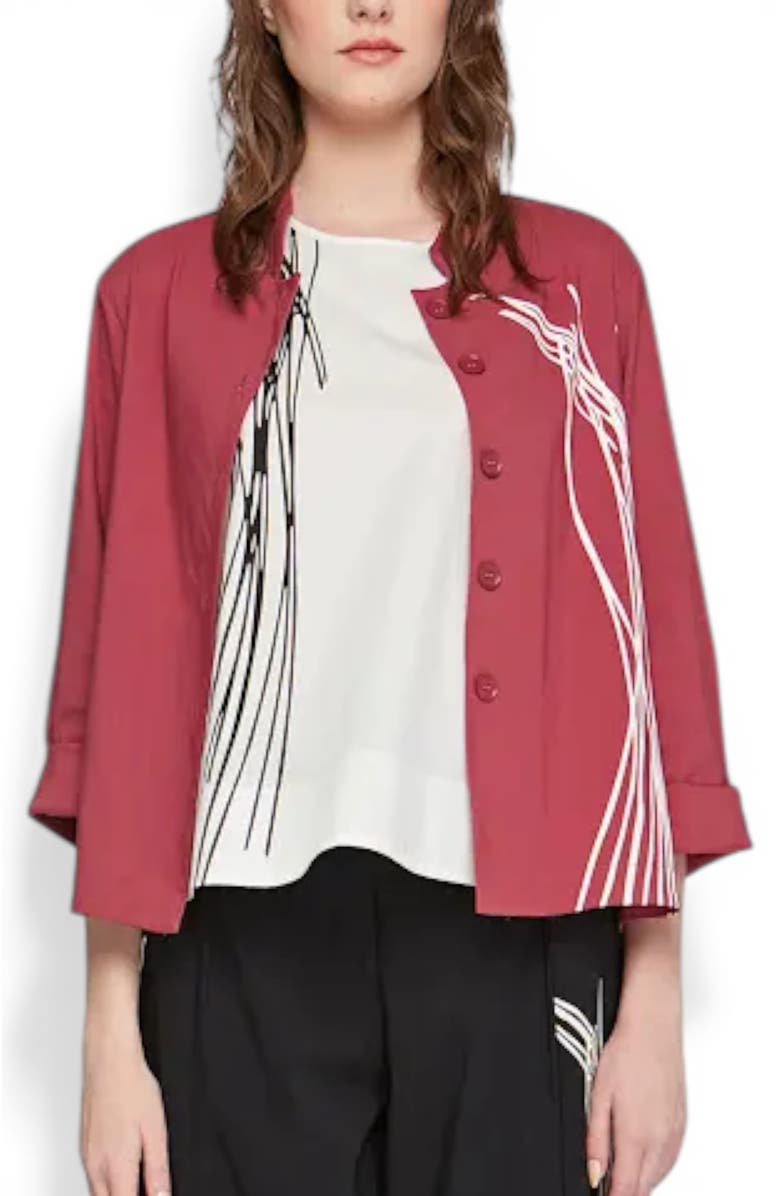 LUUKAA Seraphina Printed Linen Cotton Shirt Jacket, Main, color, Dry Rose