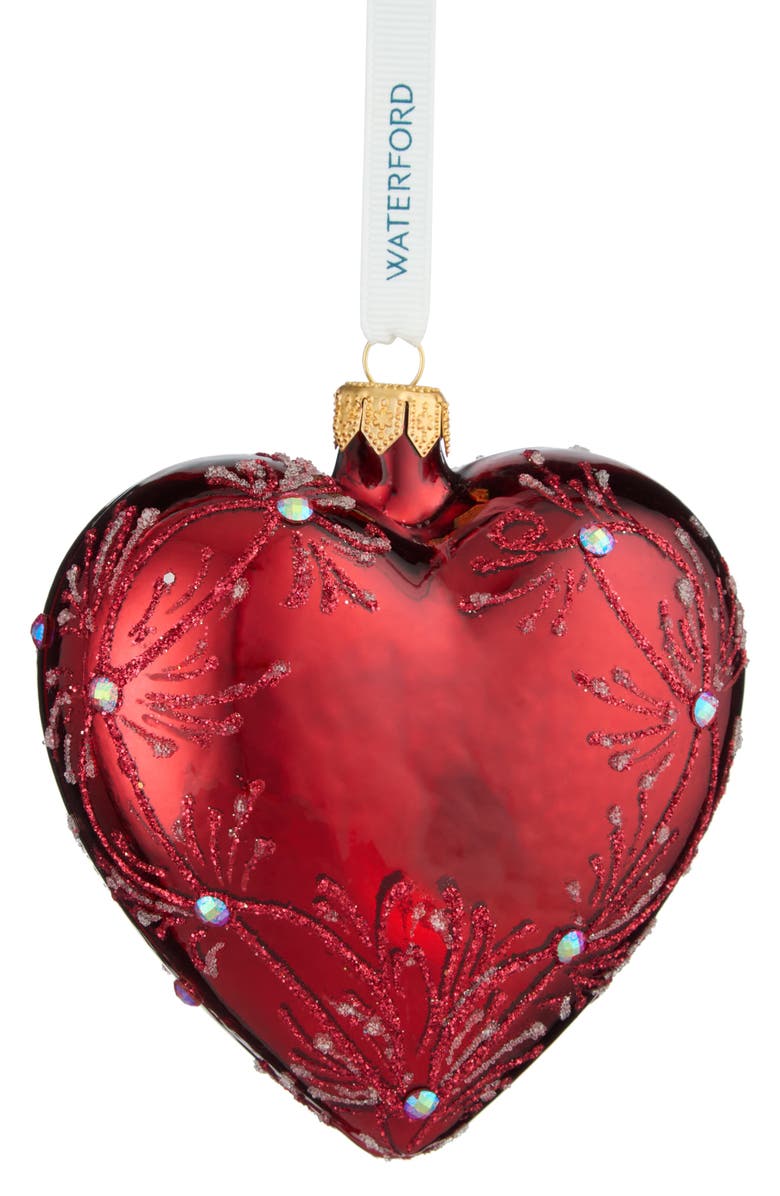 Waterford Holiday Heirlooms Red Heart Glass Ornament, Alternate, color, Red