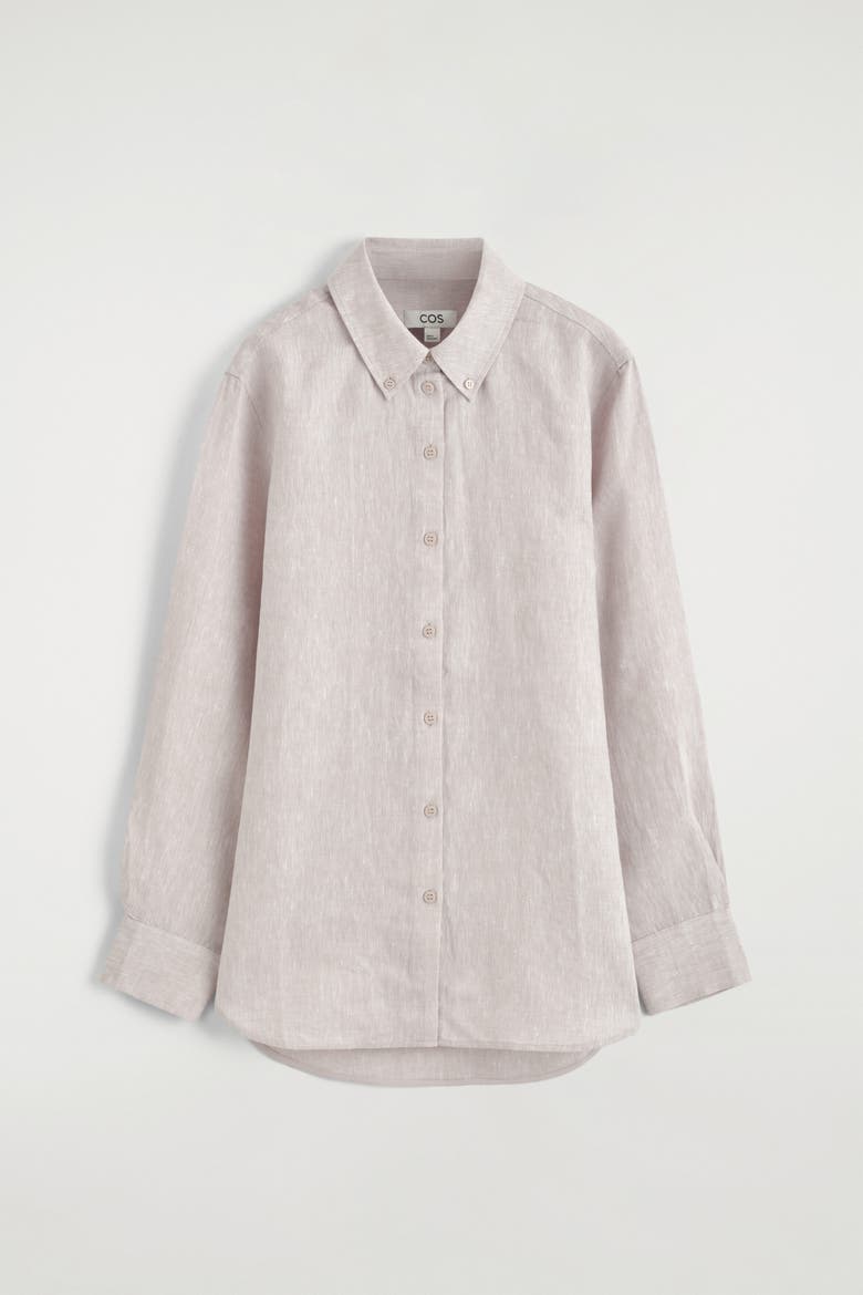 Button-down Collar Linen Shirt, Alternate, color, LIGHT PINK