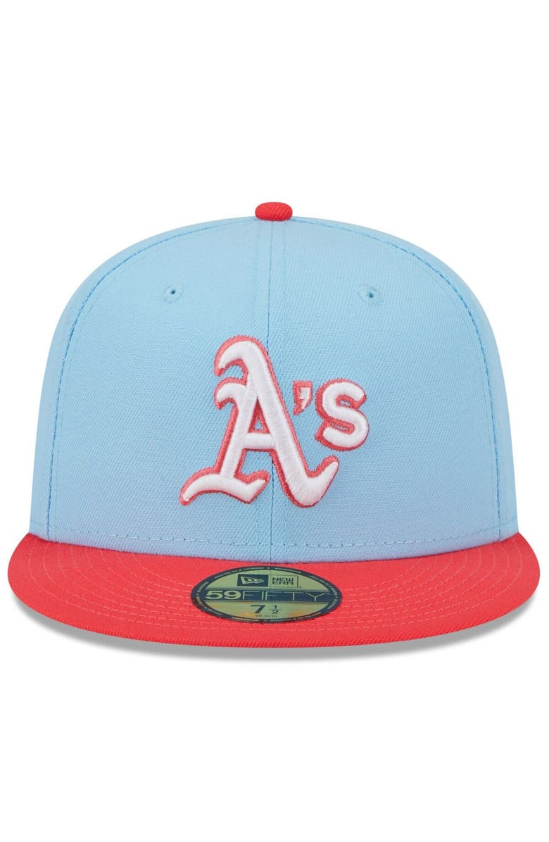 New Era Men's New Era Light Blue/Red Oakland Athletics Spring Color Two-Tone 59FIFTY Fitted Hat, Alternate, color, 