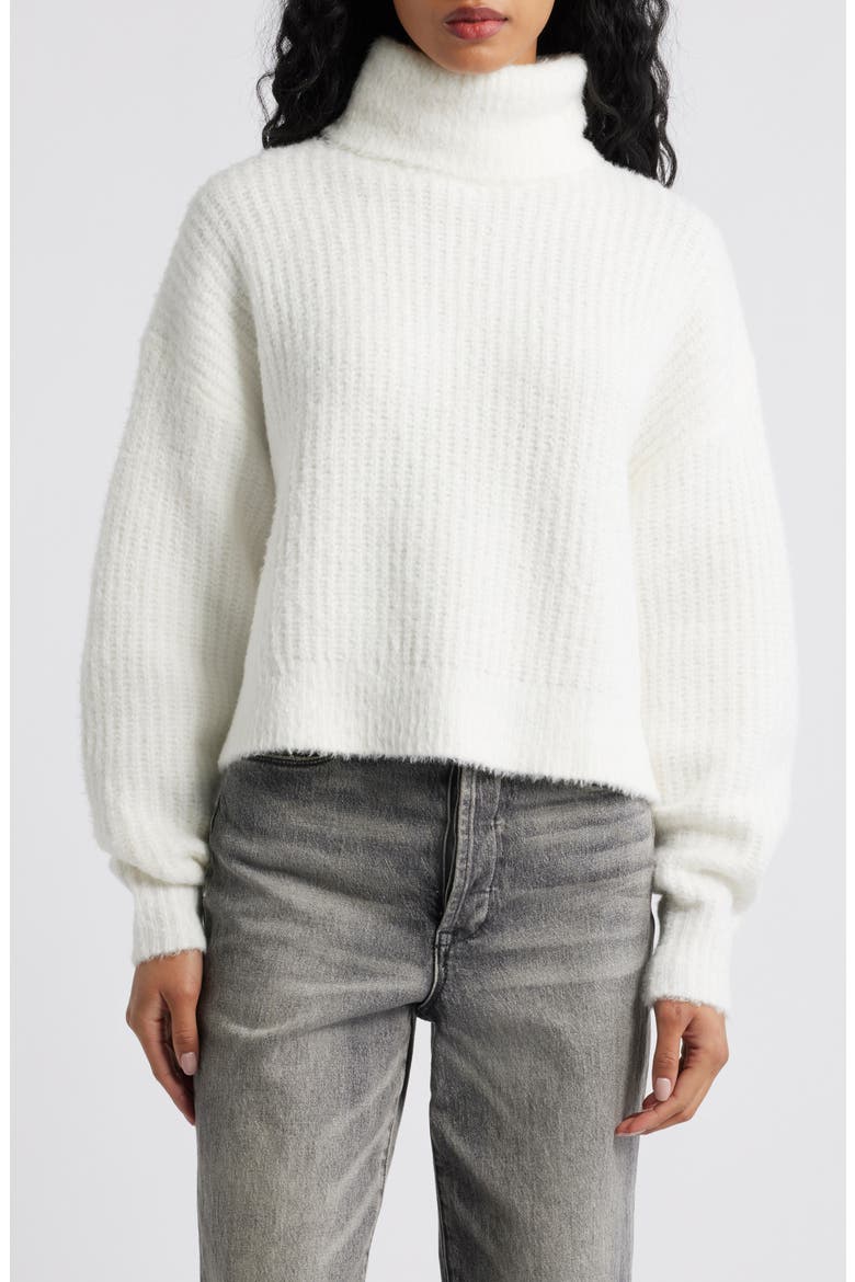 Fuzzy Turtleneck Sweater, Main, color, IVORY