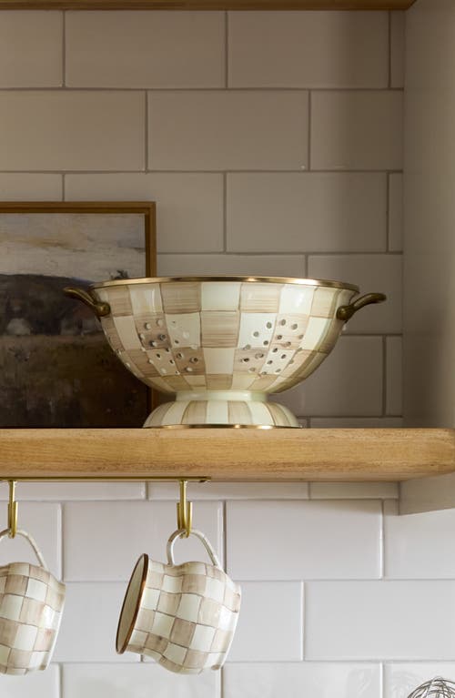 Mackenzie-childs Mackenzie Childs Mocha Check Large Colander In Neutral