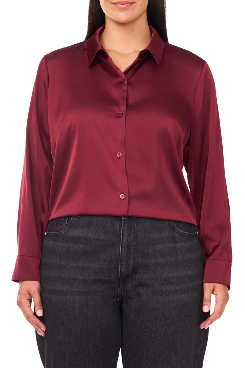 Long Sleeve Button-Down Shirt, Main, color, BLOOM PLUM