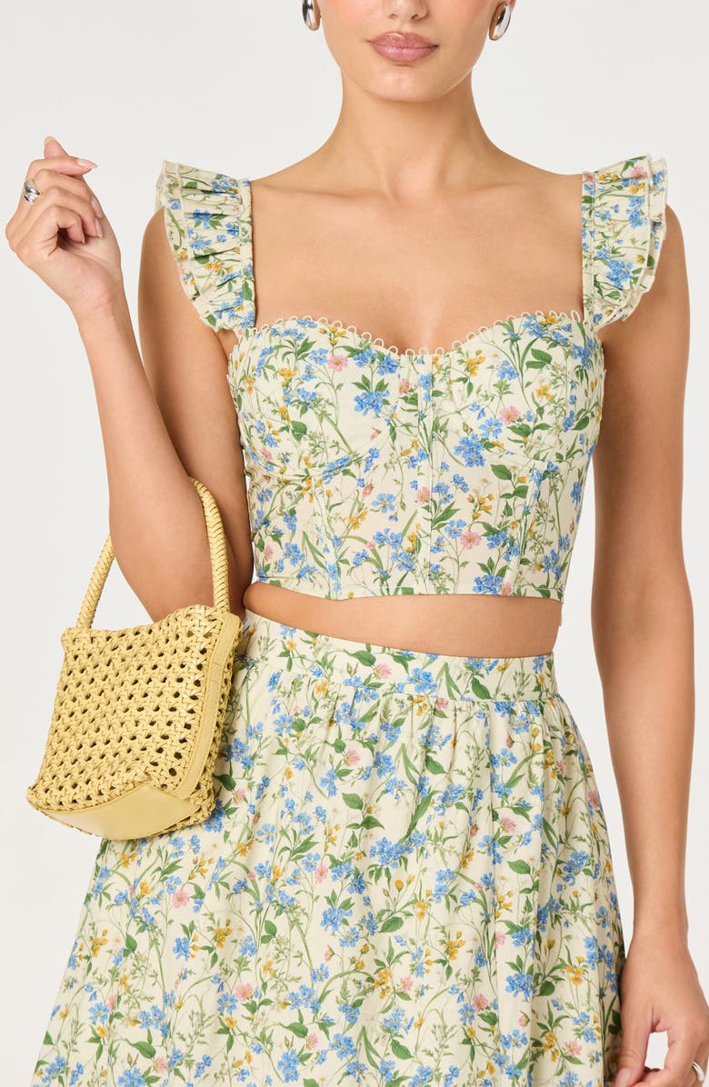 ASTR the Label Wedelia Floral Lace-Up Crop Top, Alternate, color, Blue Green Multi Floral