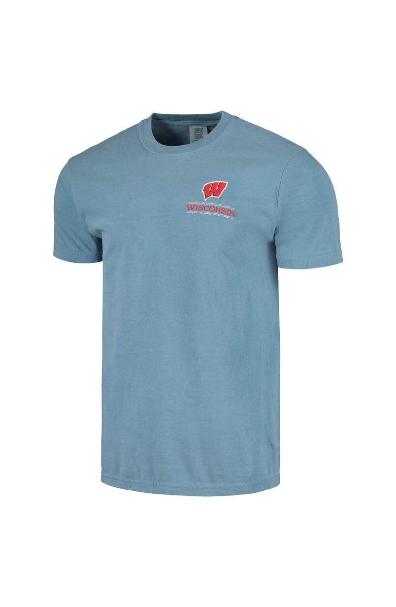 IMAGE ONE Men's Light Blue Wisconsin Badgers State Scenery Comfort Colors T-Shirt, Alternate, color,