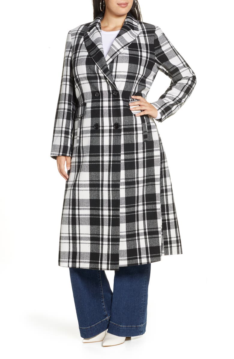 Halogen<sup>®</sup> Double Breasted Check Coat, Alternate, color, 