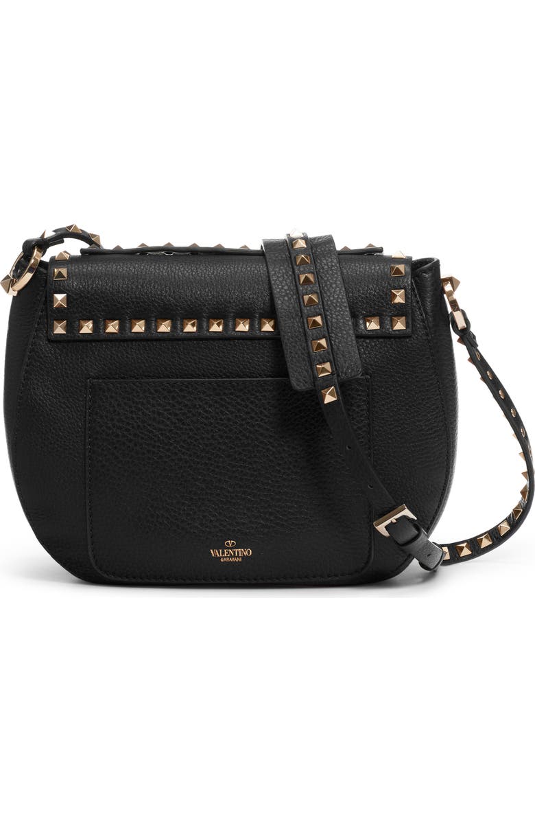 Valentino Garavani Small Rockstud Leather Saddle Bag, Alternate, color,
