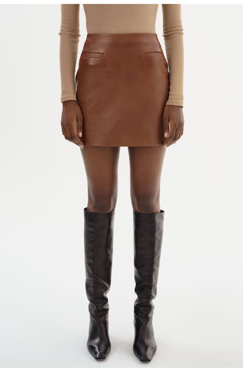 2910050 Brown Flared Mini Skirt