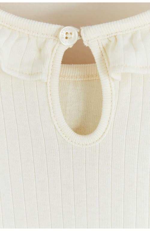 Shop Babycottons Essentials Ruffle Short Sleeve Top In Off White