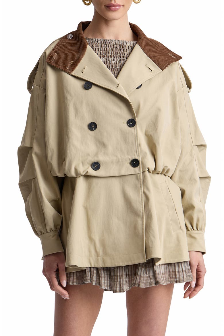 Blouson Peplum Trench Jacket, Main, color, KHAKI