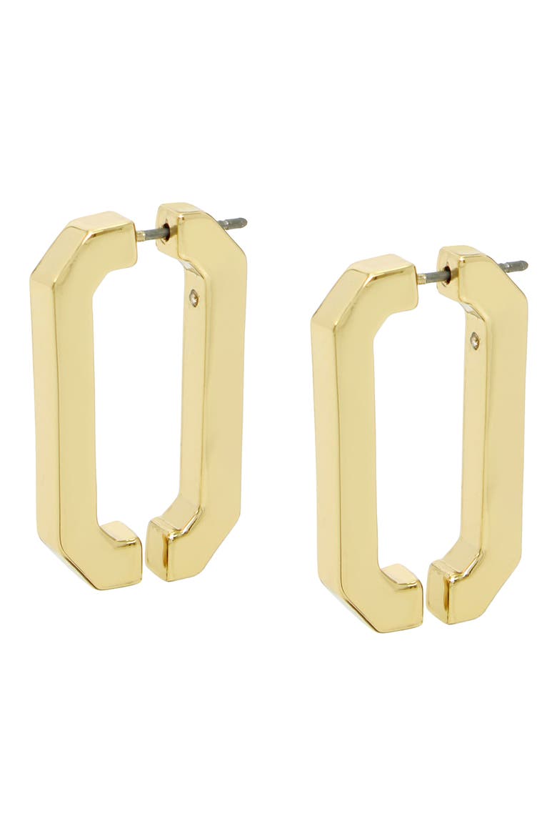 Hexagon Hoop Front/Back Earrings, Alternate, color, GOLD