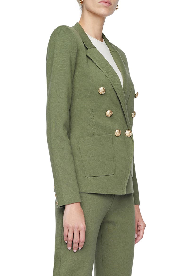 Kenzie Cotton Blend Knit Double Breasted Blazer, Alternate, color, CLOVER/ GOLD