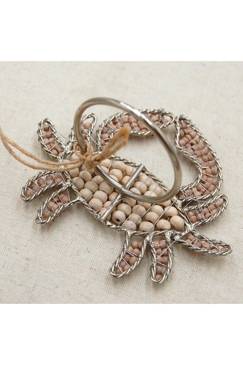 Napkin Rings Crab - Wood and Metal, Alternate, color, Beige