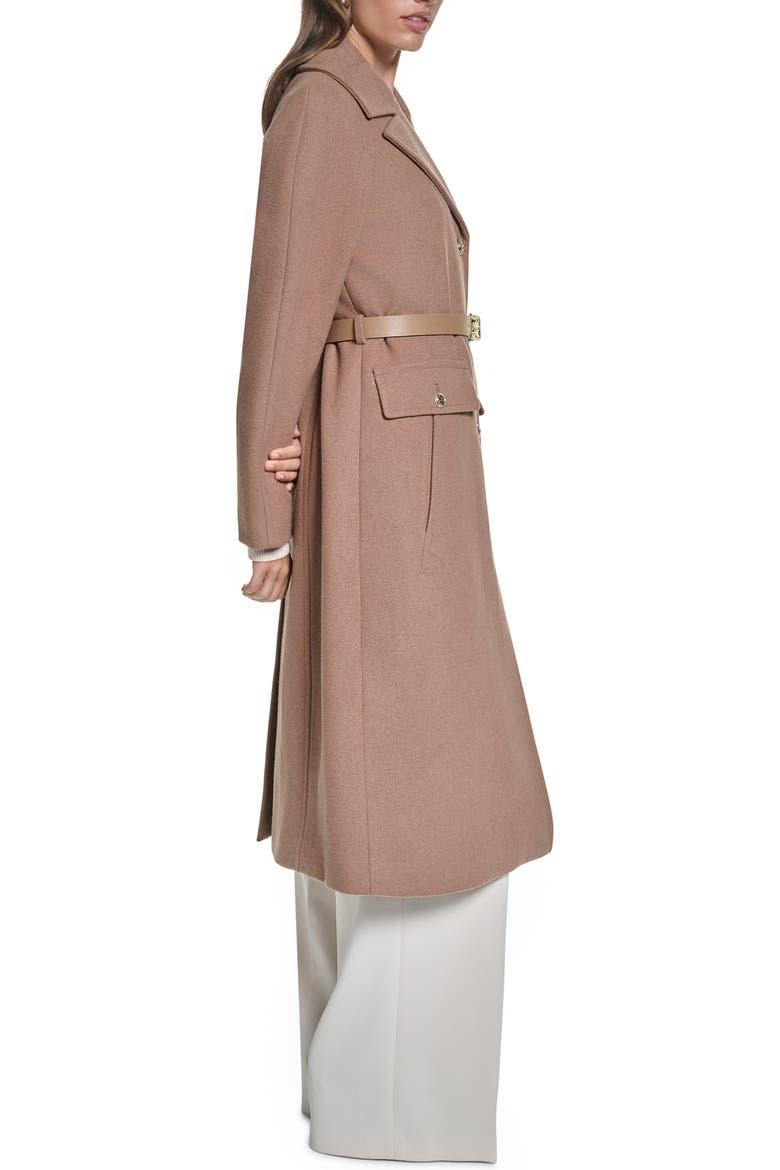 Belted Button Front Wool Blend Coat, Alternate, color, CAMEL