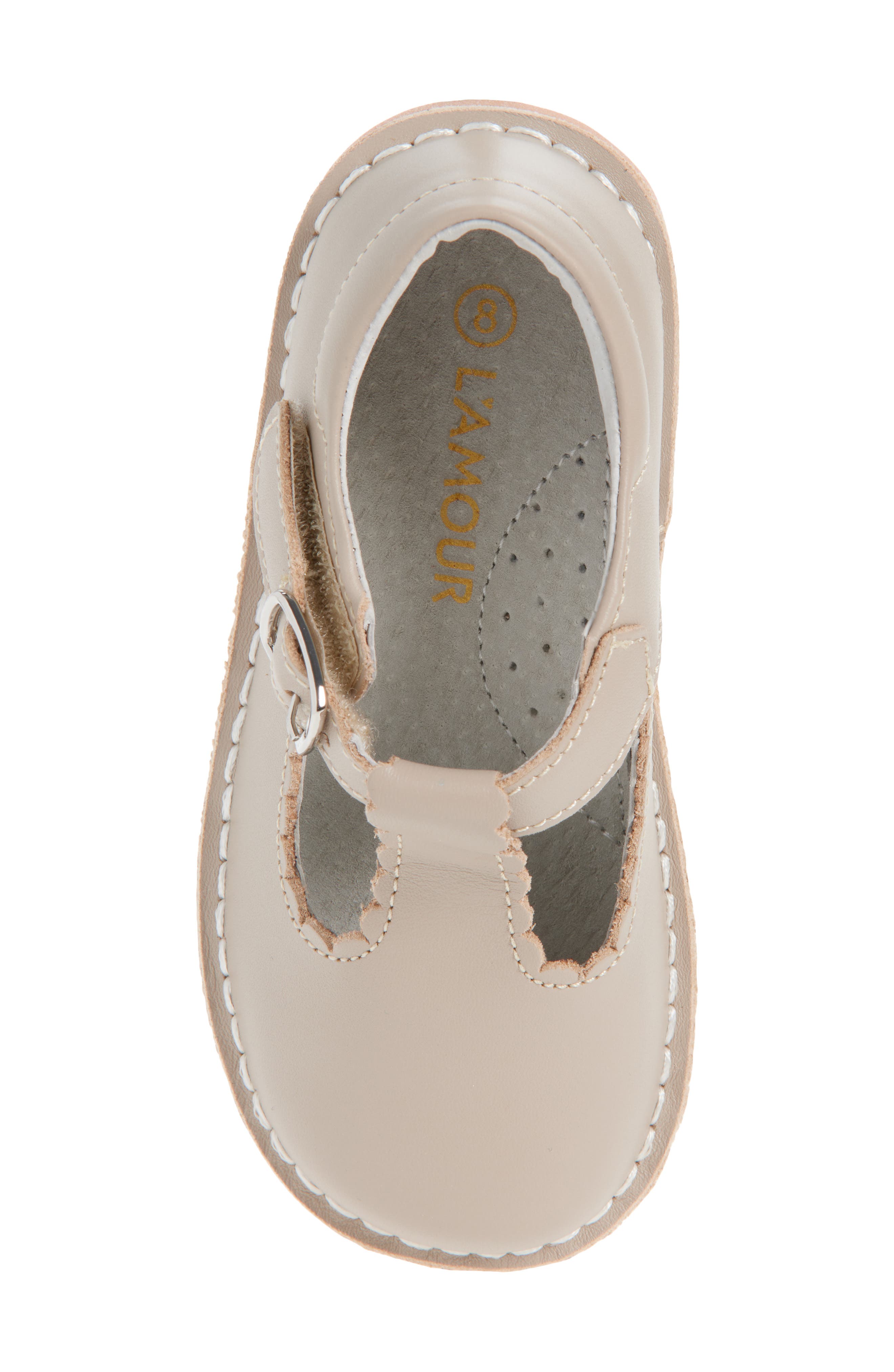 Kids' Selina Scallop T-Strap Flat, Alternate, color, ALMOND