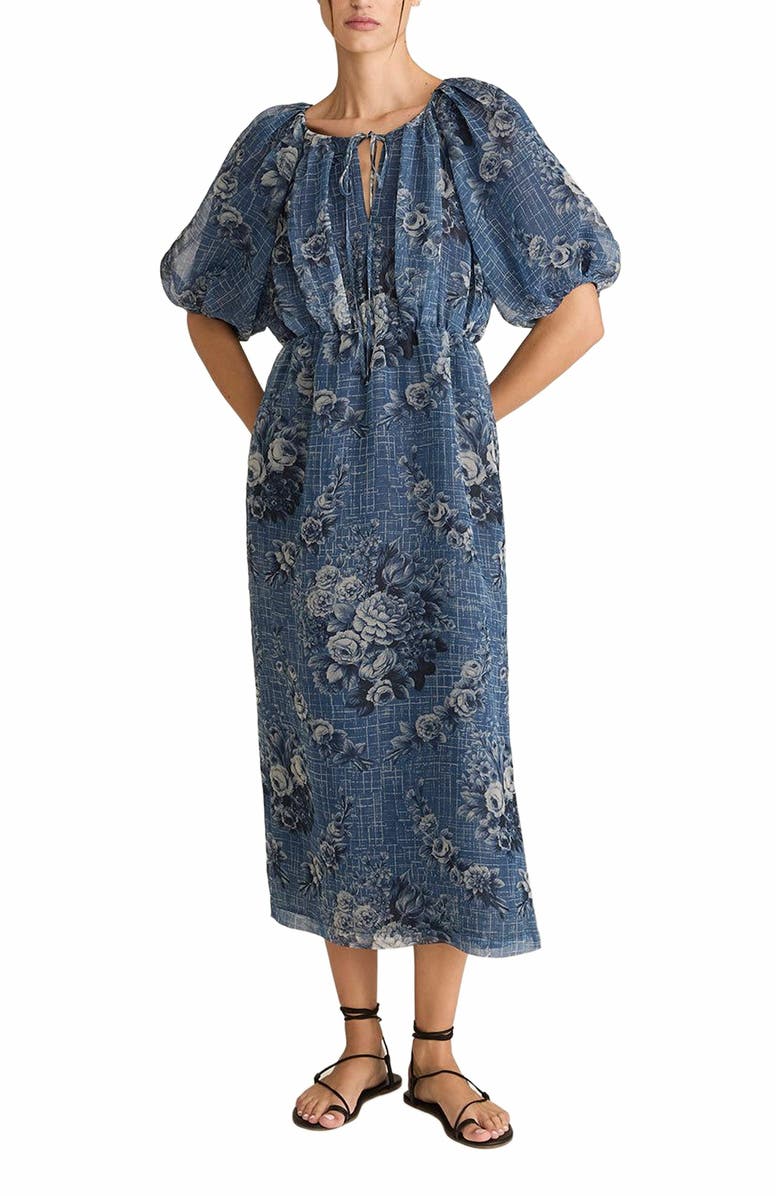 Rebecca Taylor Emblem Fleur Bubble Pencil Dress, Main, color, Dusk Combo