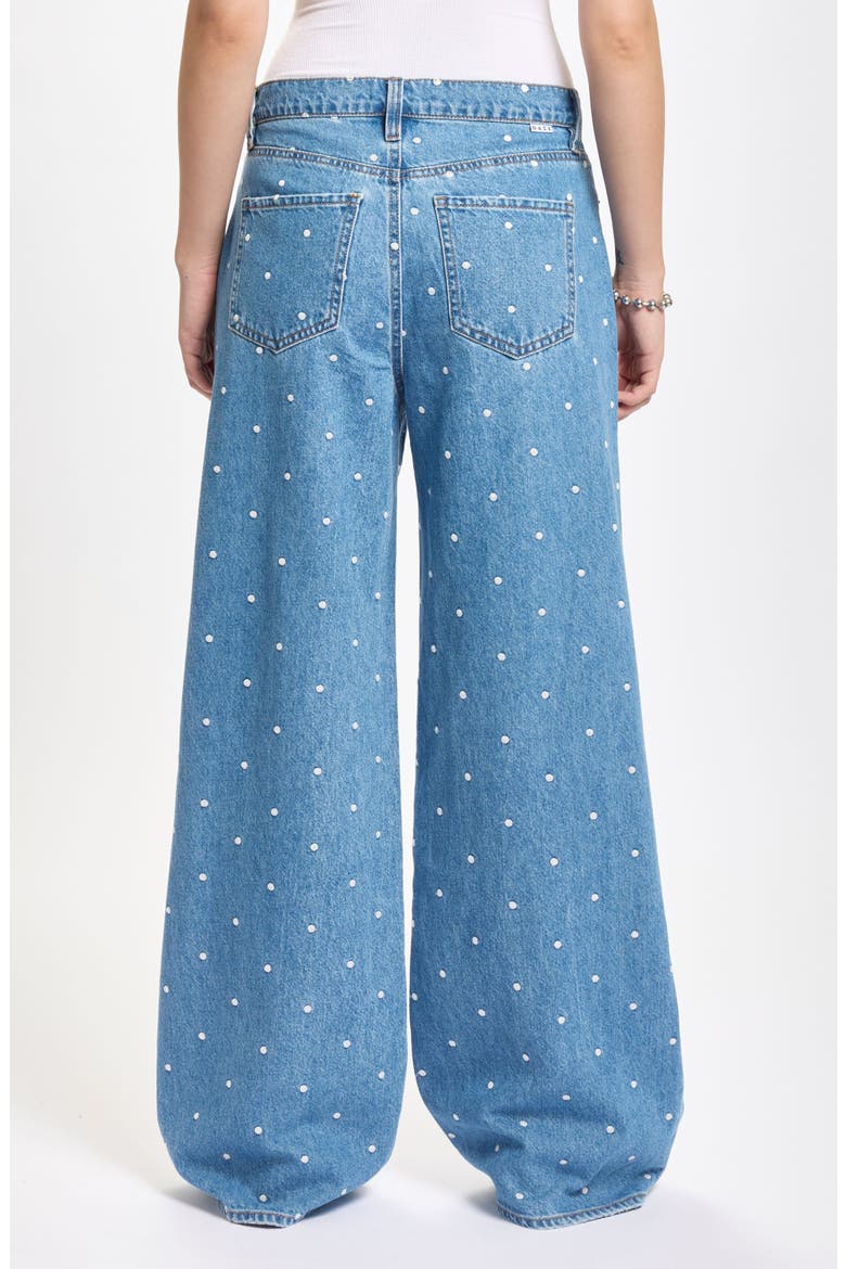 The Wanderer Polka Dot High Waist Wide Leg Jeans, Alternate, color, FULL CIRCLE