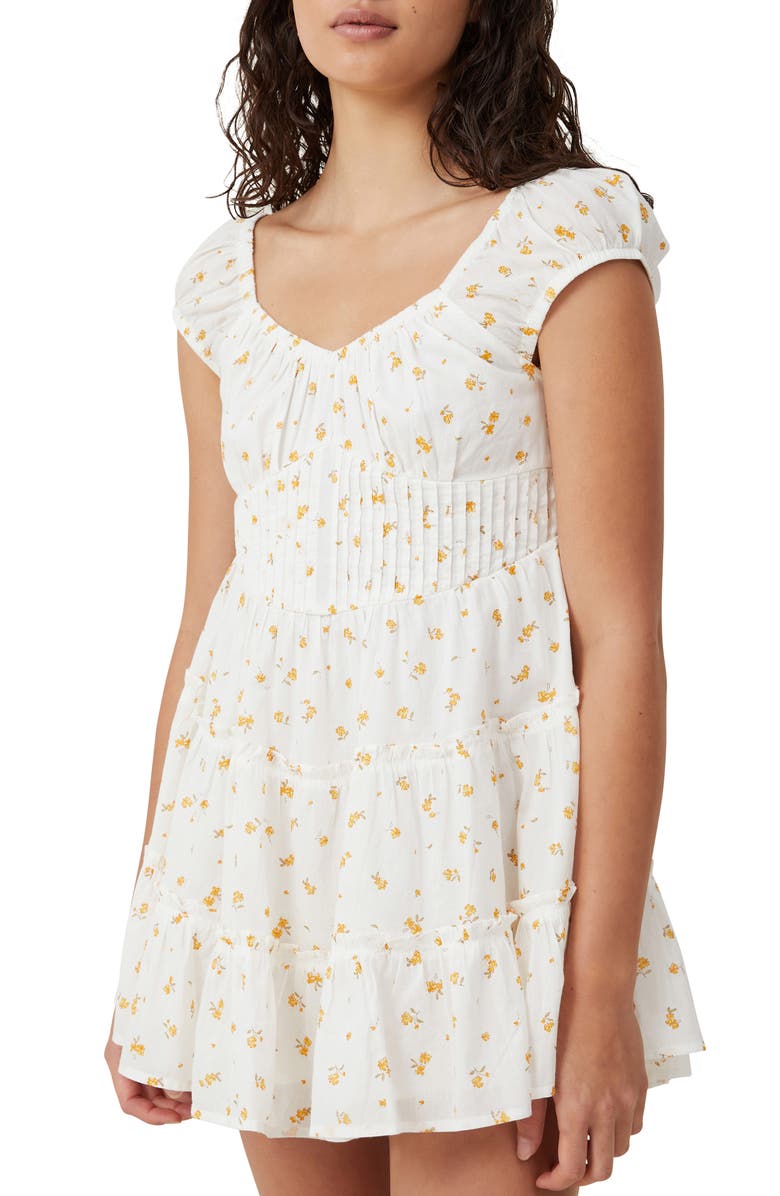 Cotton On Ivy Corset Cotton Minidress, Alternate, color, Esme Ditsy Coconut