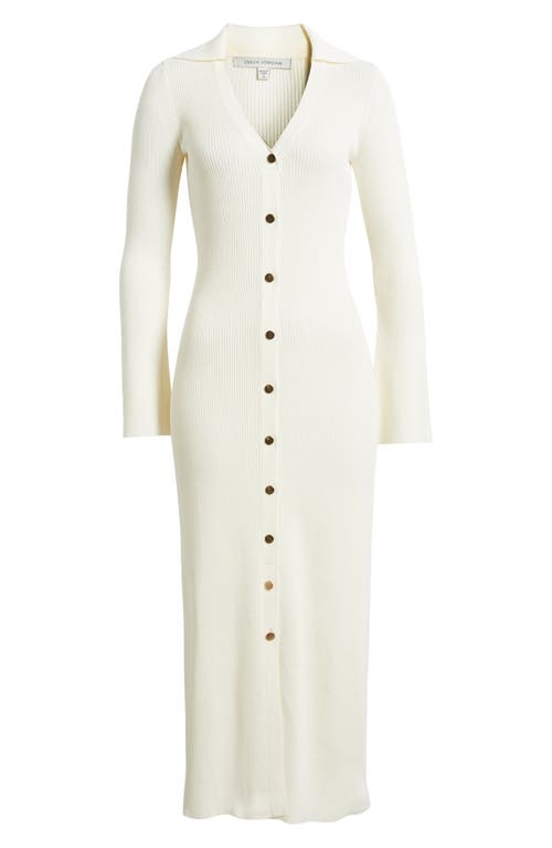 Julia Jordan Collar Long Sleeve Rib Maxi Sweater Dress In White