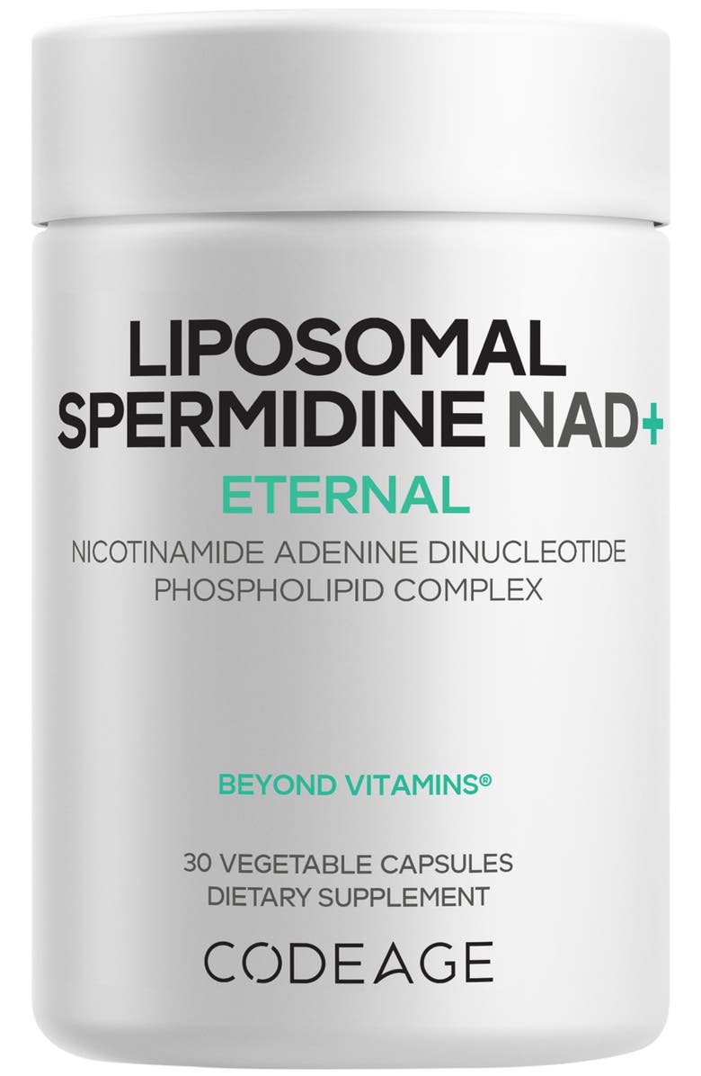 Codeage Liposomal Spermidine NAD+, 500mg Nicotinamide Adenine Dinucleotide, Main, color, White
