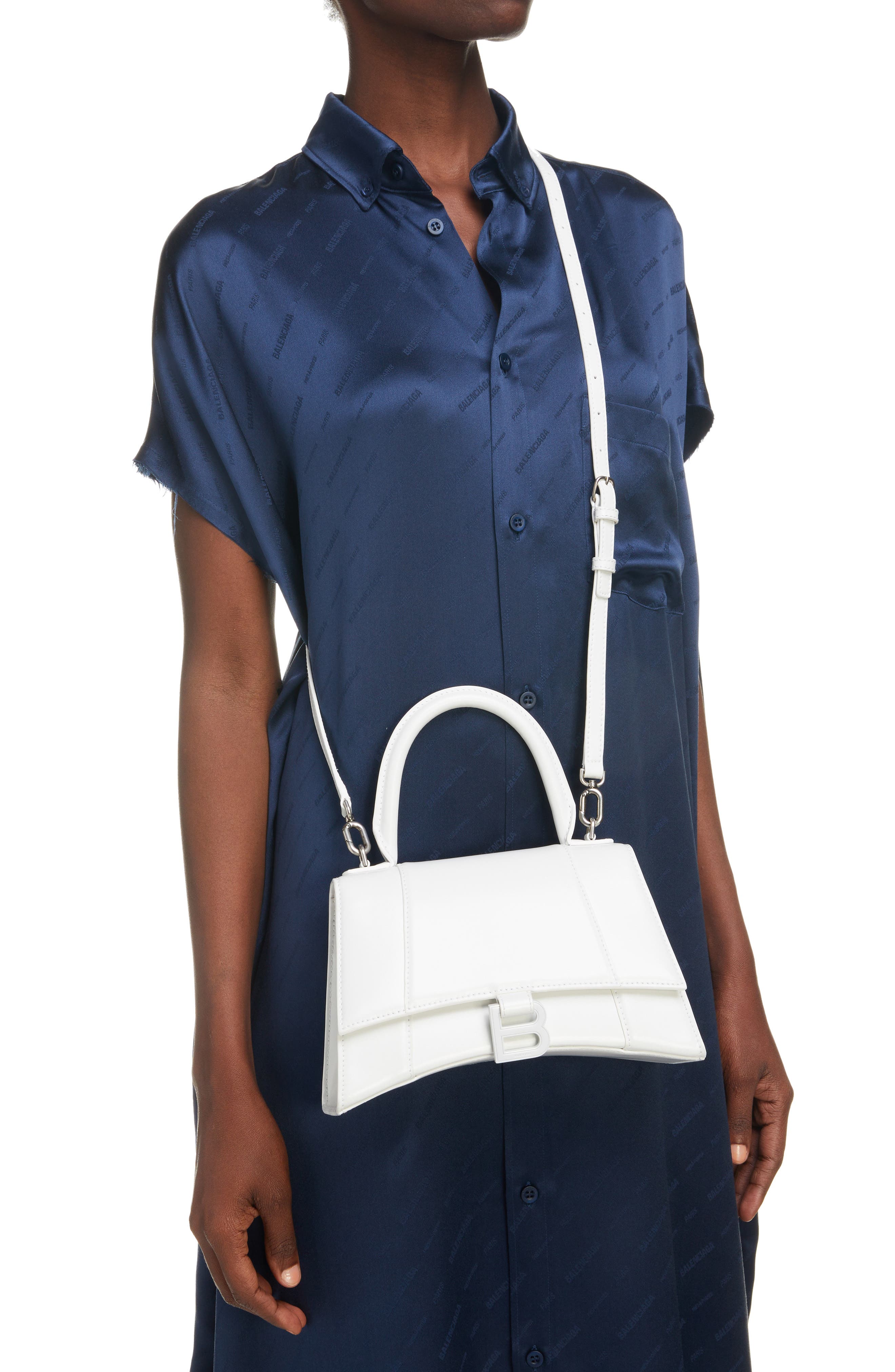 Balenciaga Hourglass Leather Top Handle Bag, Alternate, color, 