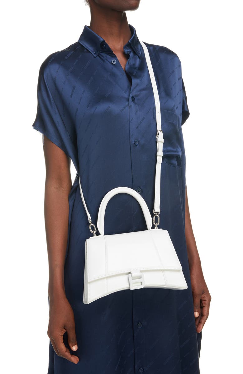 Balenciaga Hourglass Leather Top Handle Bag, Alternate, color,