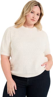 June + Vie Puff-Sleeve Knit Sweater