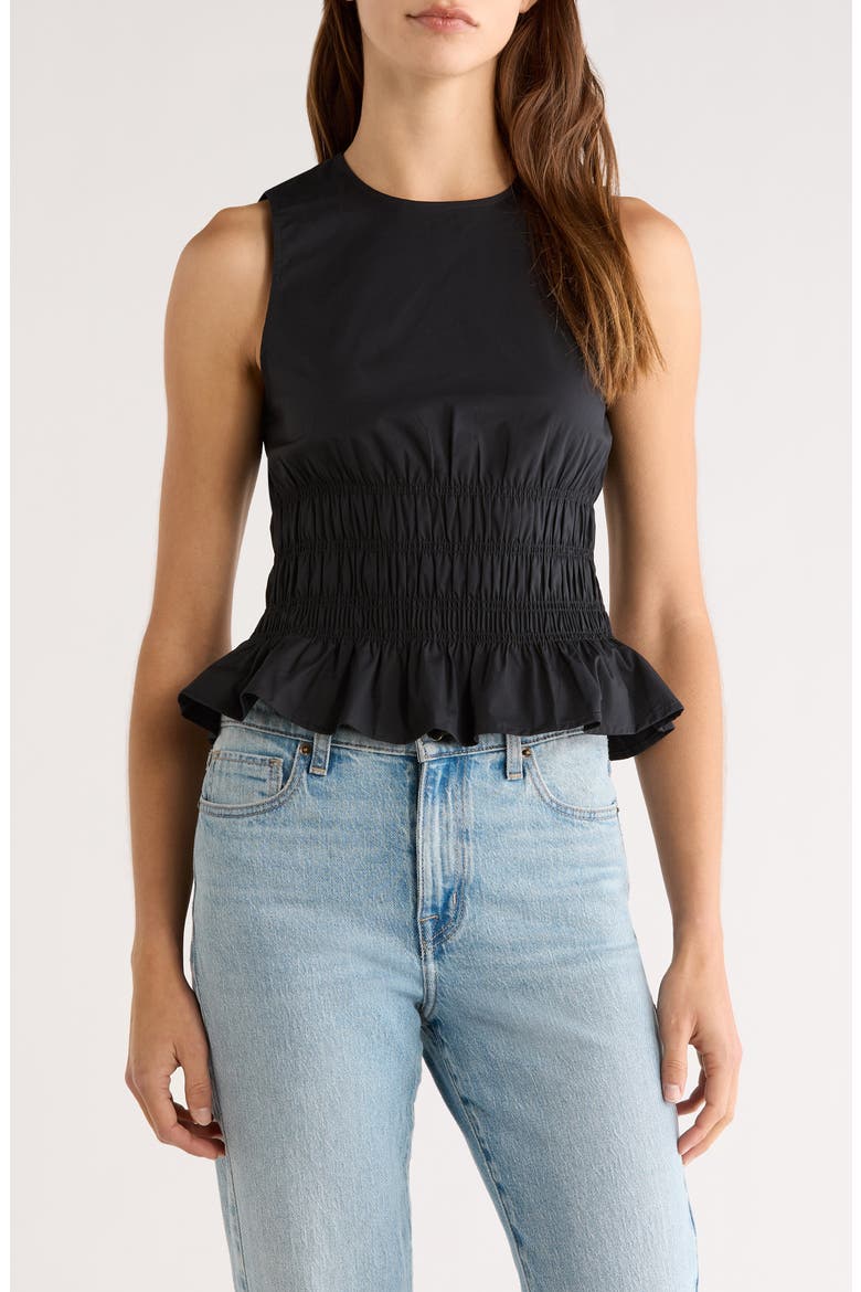 Culver Smocked Sleeveless Top, Main, color, BLACK