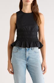 STAUD Culver Smocked Sleeveless Top