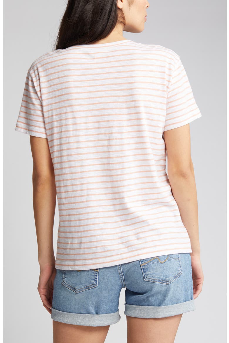 Easy Short Sleeve T-Shirt, Alternate, color, WHITE- CORAL NORTHSHORE STRIPE
