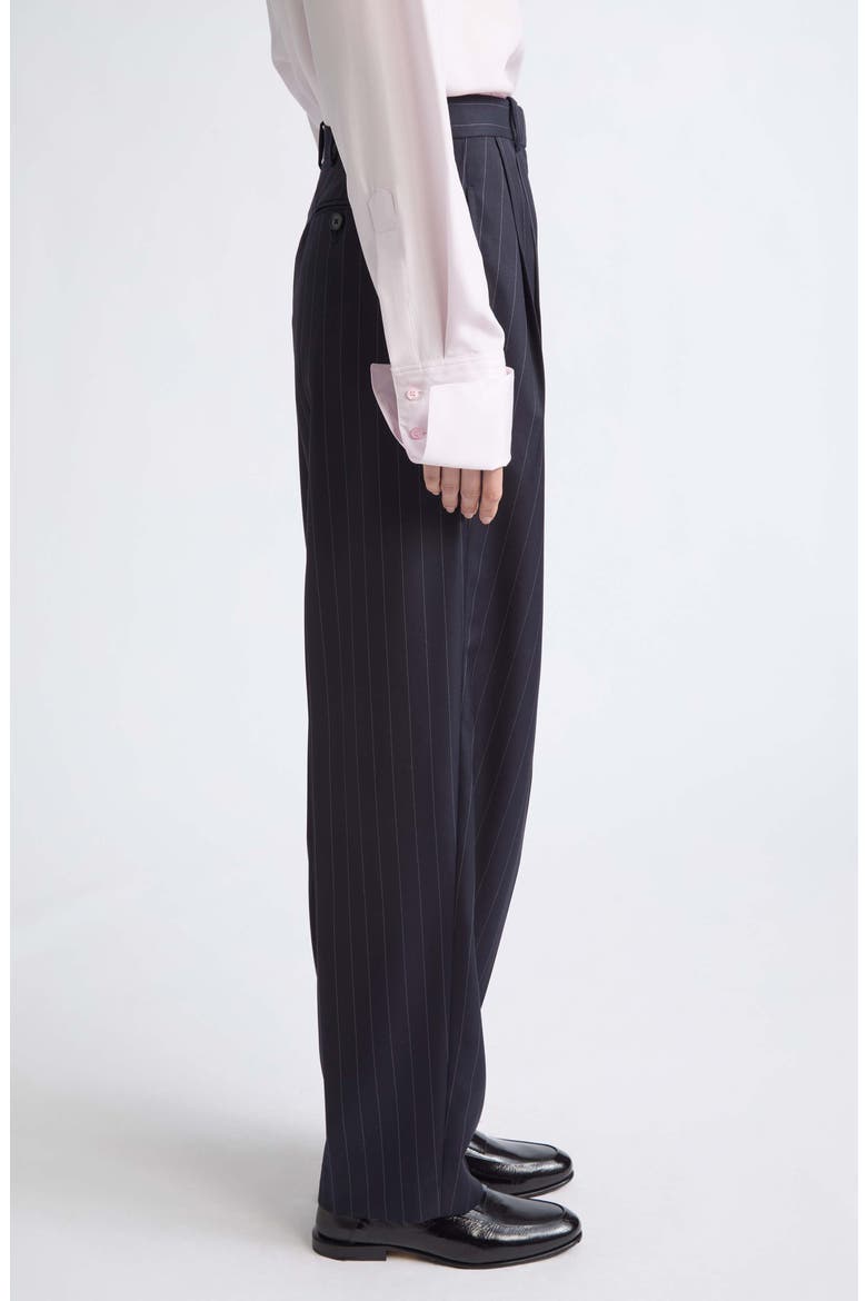Double Pleat Wool Trousers, Alternate, color, DARK NAVY
