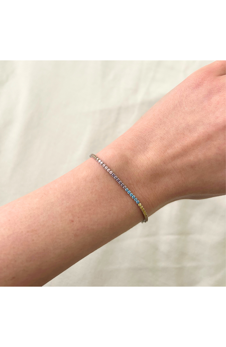 Spero London Pastel Color Colourful Sterling Silver Tennis Bracelet, Alternate, color, Silver