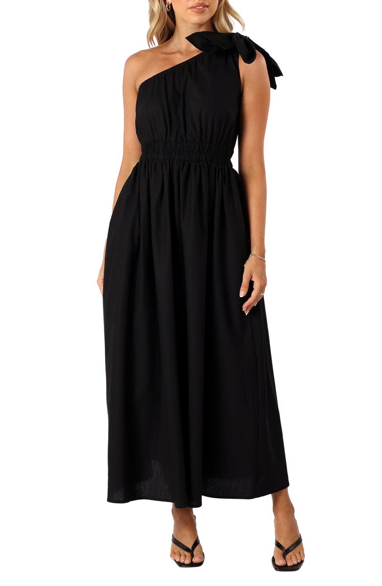 Petal & Pup Kailey One-Shoulder Dress, Main, color, Black