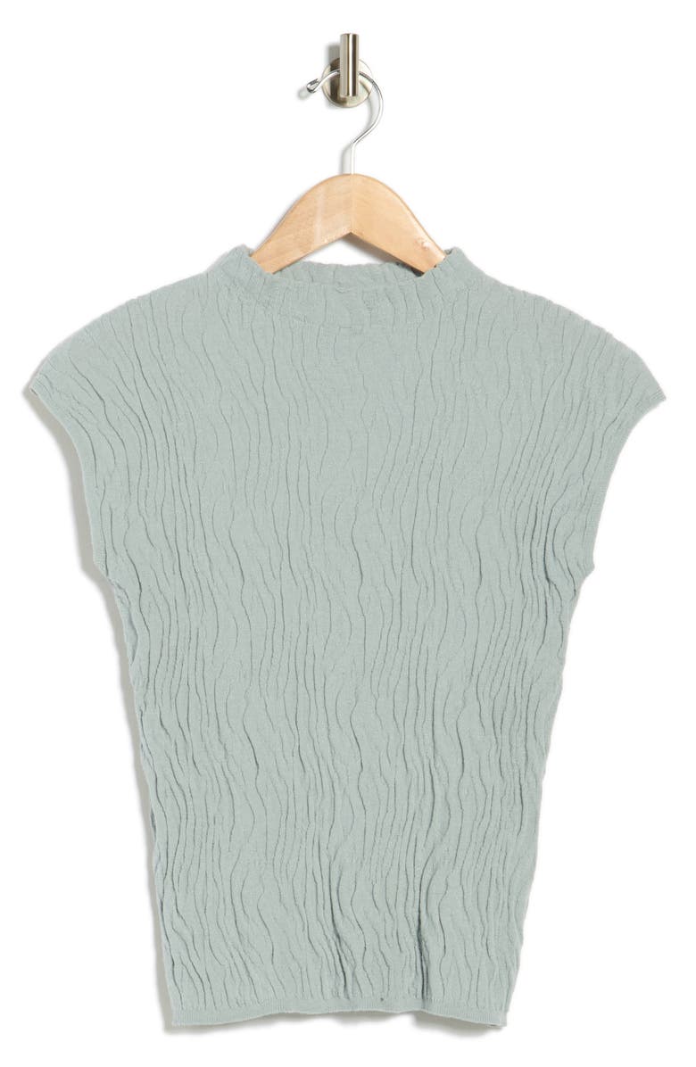 Bobeau Animal Jacquard Stripe Cap Sleeve Sweater, Alternate, color, Light Blue