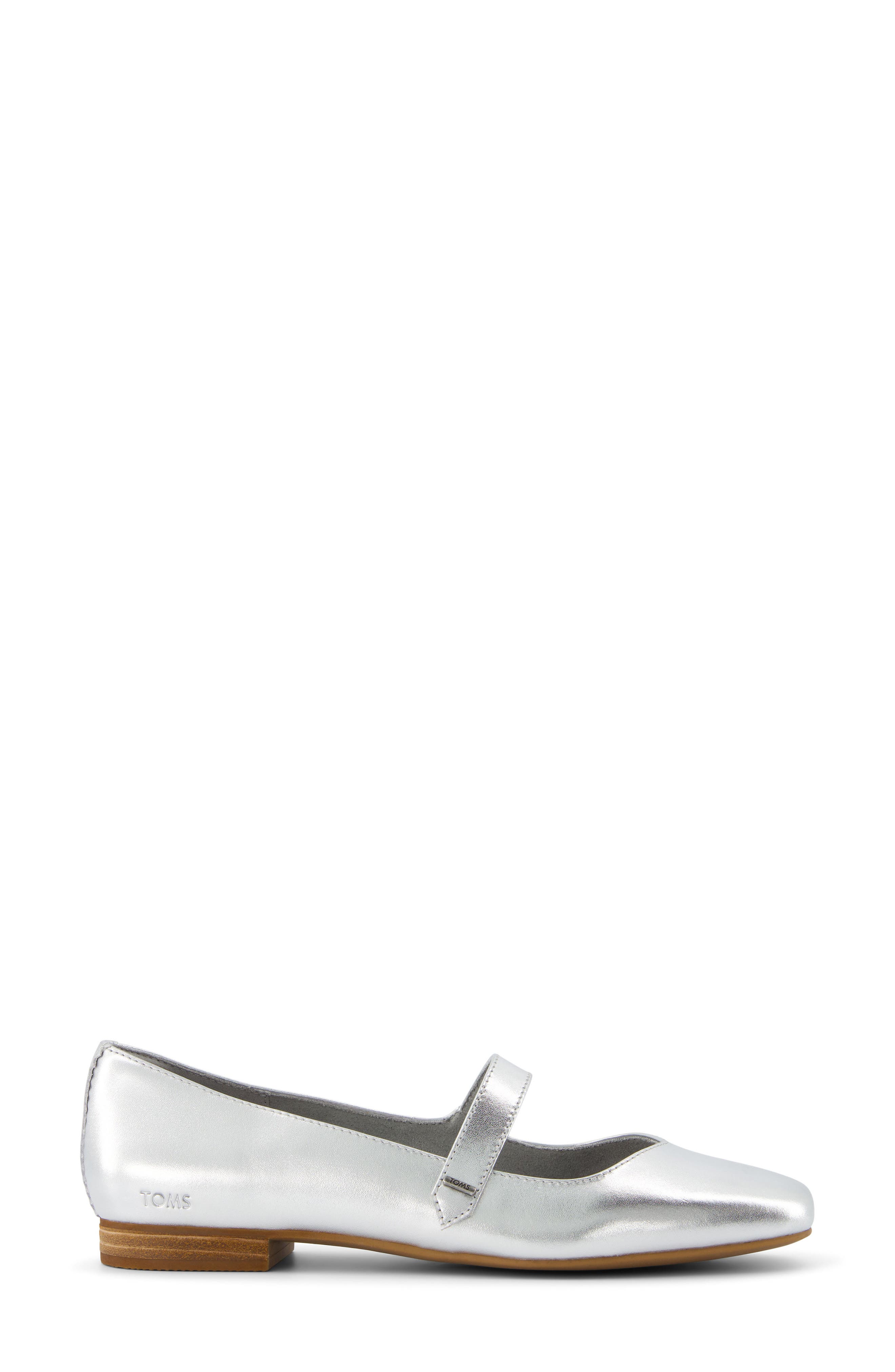 TOMS Bianca Metallic Mary Jane Flat, Alternate, color, Silver