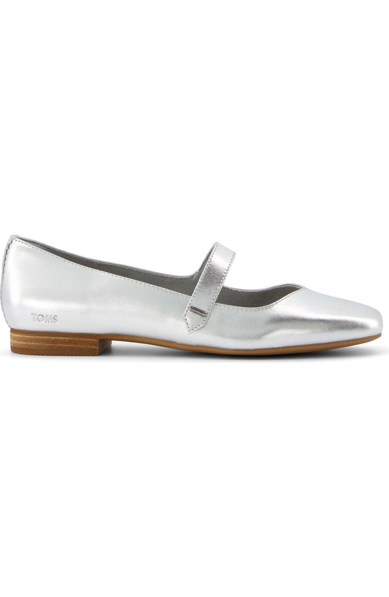 TOMS Bianca Metallic Mary Jane Flat, Alternate, color, Silver