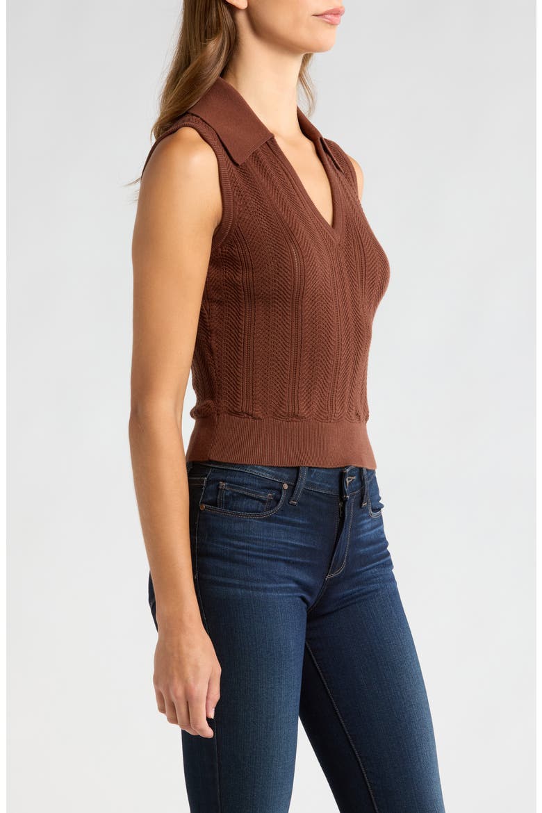 Rossana Sleeveless Pointelle Polo Sweater, Alternate, color, LANDSLIDE