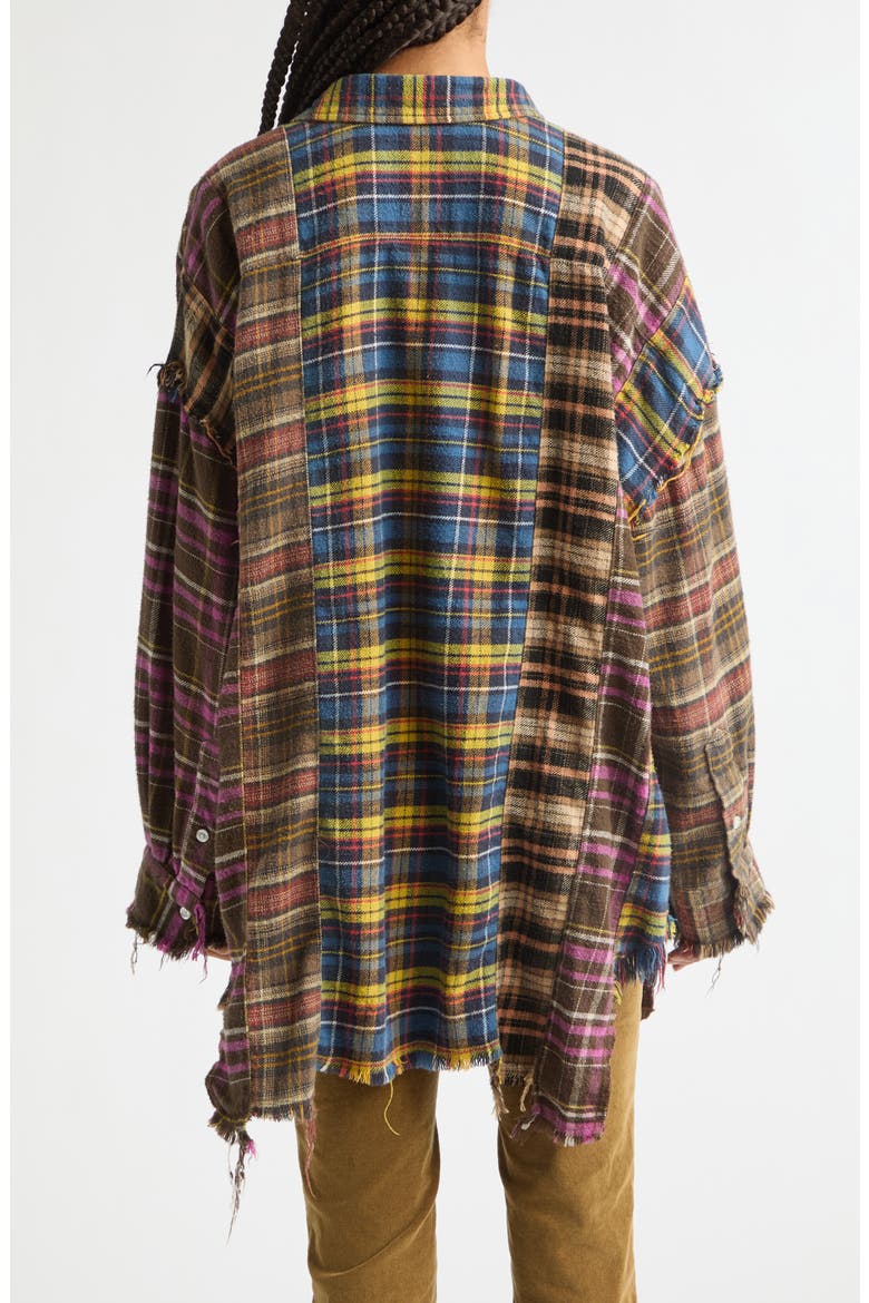 Spliced Drop Neck Oversized Shirt, Alternate, color, BLUE MULTI PLAID