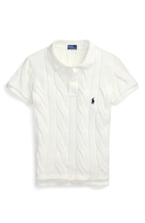 Cotton Cable Knit Polo