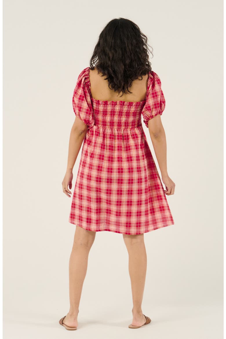 Maternity and Nursing Short Smock checked dress Melissa, Alternate, color, Raspberry