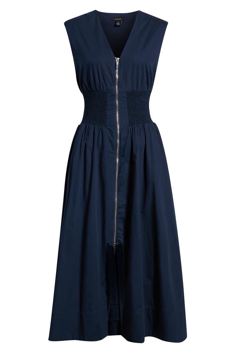 Zip-Front Midi Dress, Alternate, color, CLASSIC NAVY