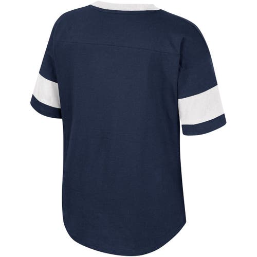 Colosseum Big Girls  Navy Penn State Nittany Lions Tomika Tie-front V-neck T-shirt In Blue