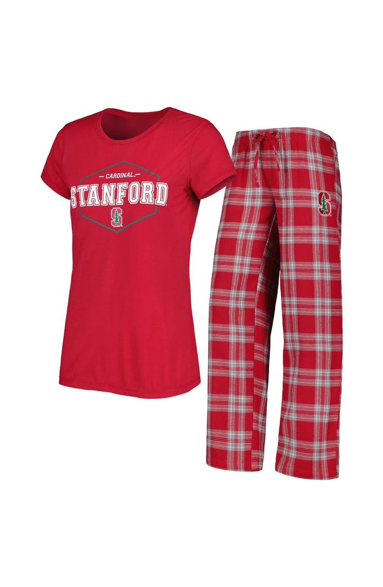 CONCEPTS SPORT Women's Concepts Sport Cardinal/Gray Stanford Cardinal Badge T-Shirt & Flannel Pants Sleep Set, Main, color, Cardinal