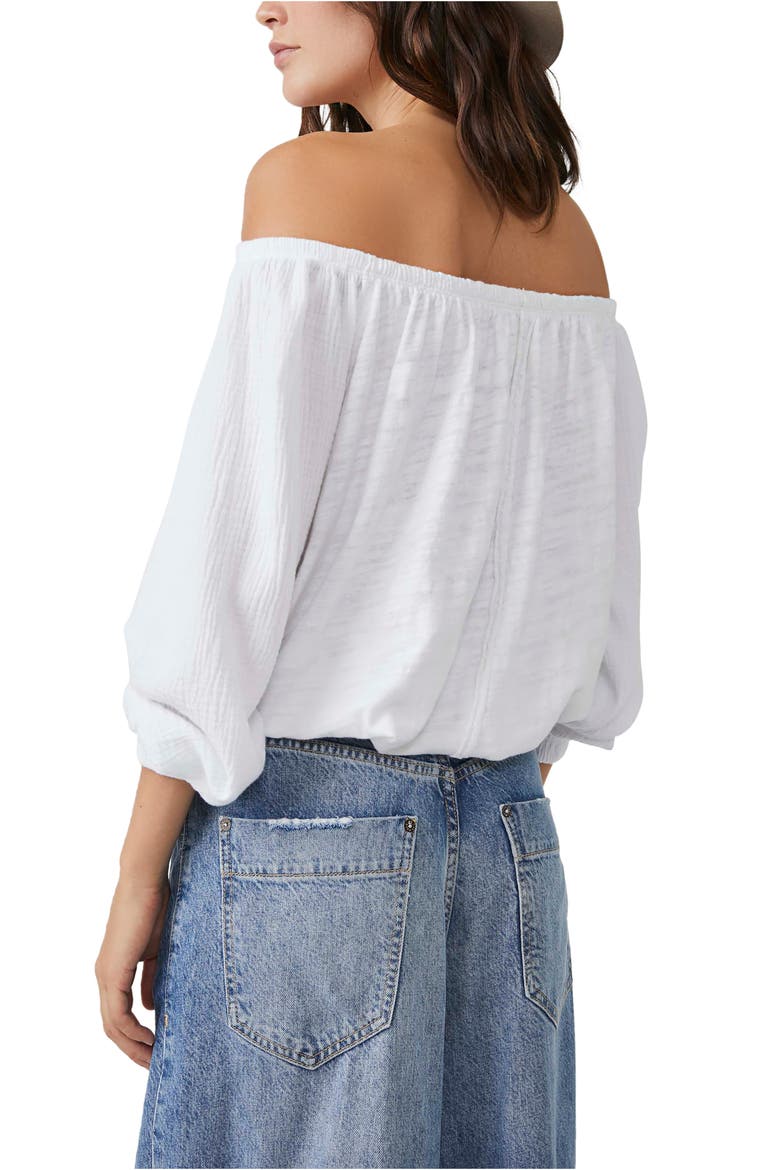 Parfait Bubble Off the Shoulder Crop Top, Alternate, color, OPTIC WHITE